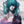 Blue green pink gradient wig  KF11095