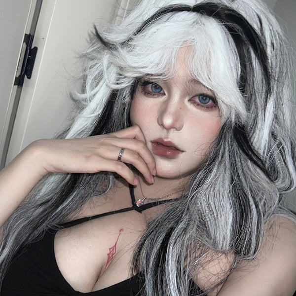 Y2K black and white wig  KF11072