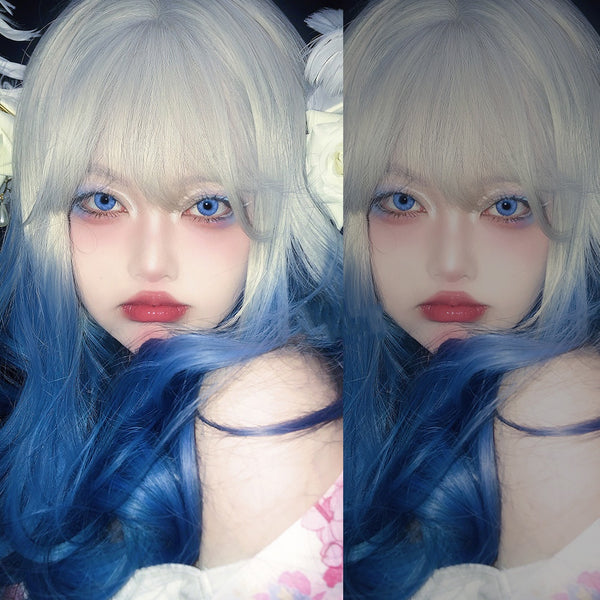 Blue And White Wig   KF11193
