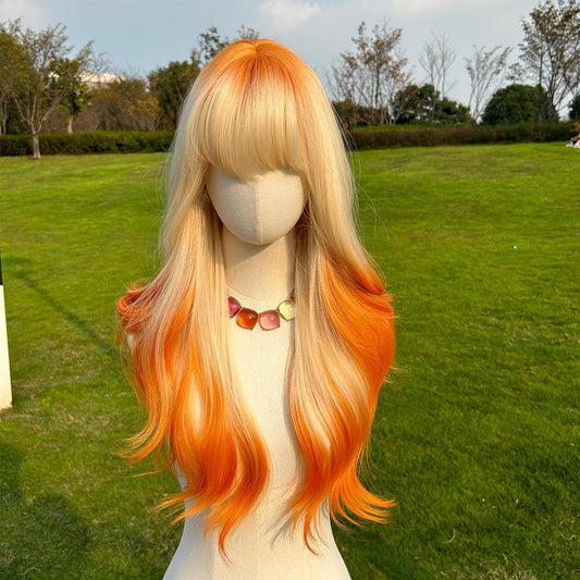 Blonde gradient orange wig KF11074