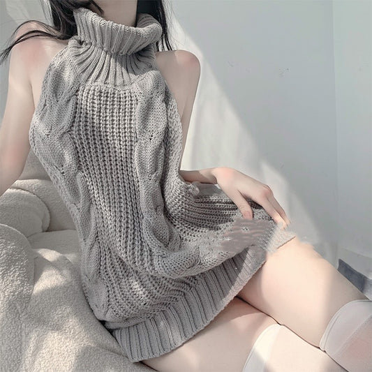 turtleneck backless sweater  KF70419
