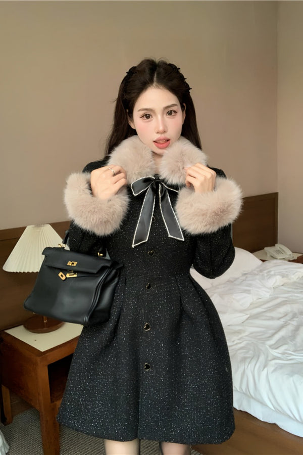 furry bow dress  KF70554