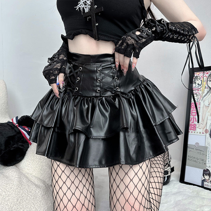 Black patent leather skirt suit  KF70450