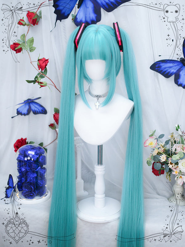 Cyan long cosplay wig   KF11291