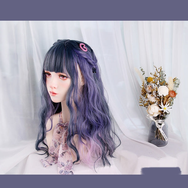 Gray purple gradient long wig  KF11100
