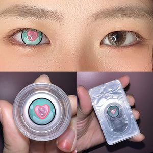 cute heart green contact lenses(TWO PIECES)   KF83779