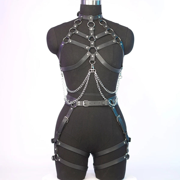 Black leather bondage suit  KF705861