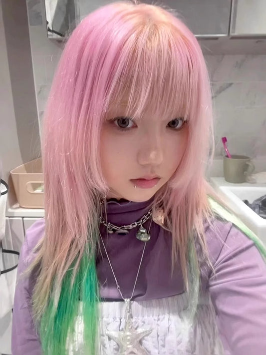 y2k pink gradient green wig  KF11241