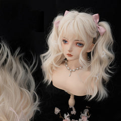 Japanese blonde long curly wig KF82574