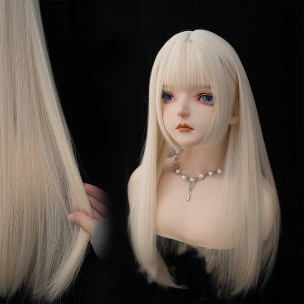 Japanese blonde long curly wig KF82574