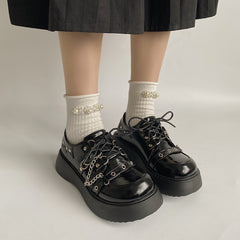 vintage chain leather shoes  KF83101