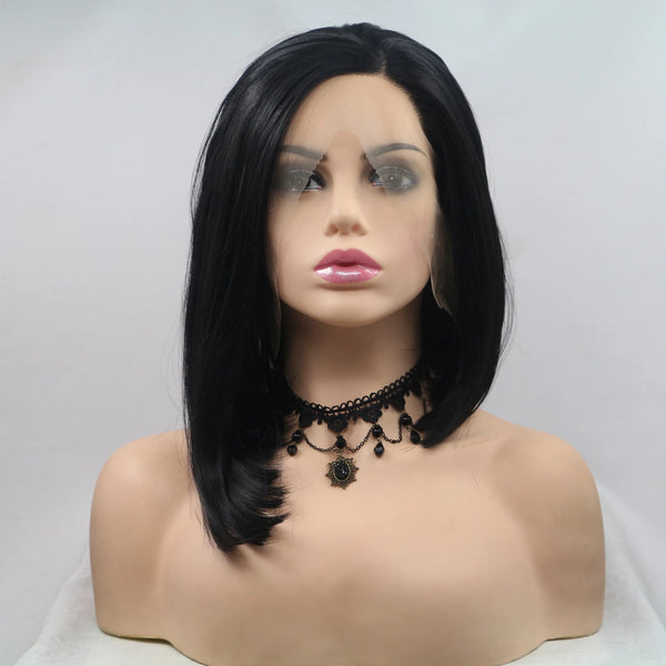 BLACK SHORT STRAIGHT LACE WIG KF82133