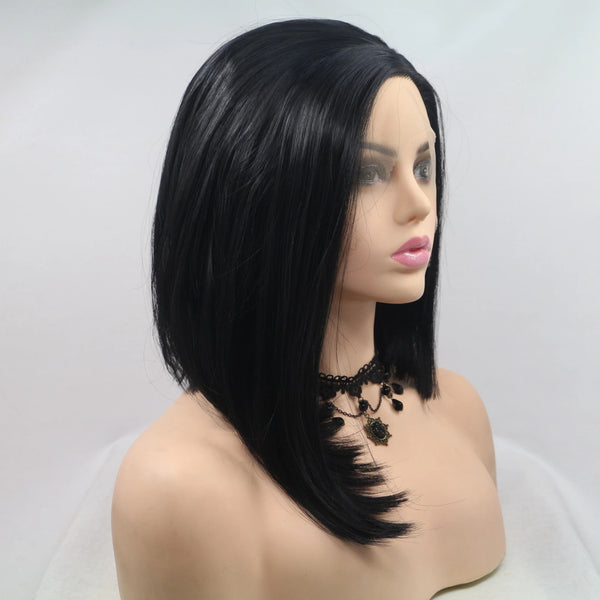 BLACK SHORT STRAIGHT LACE WIG KF82133