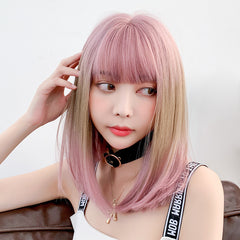 Gradient highlighting pink wig  KF81027