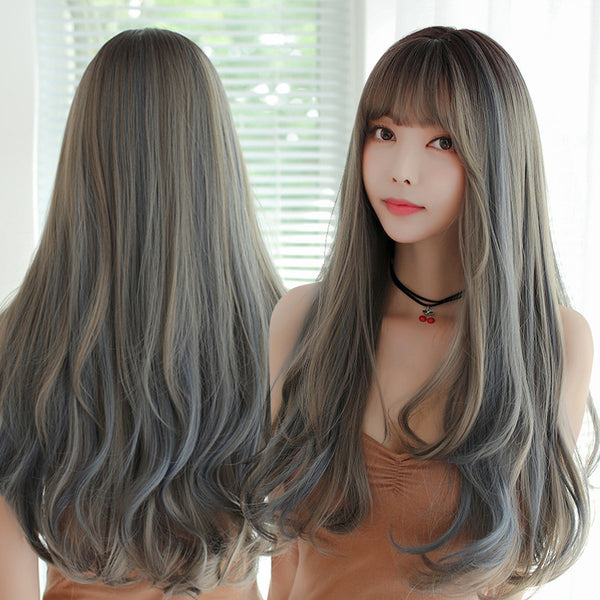 Gradient color long curly hair wig  KF81312