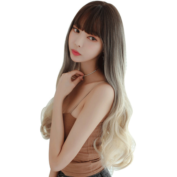 Three-color gradient long curly hair wig  KF81388