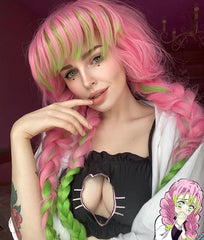 Pink green ponytail wig KF81205