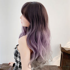 Big wavy gradient color long curly hair wig KF7610