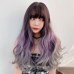 Big wavy gradient color long curly hair wig KF7610