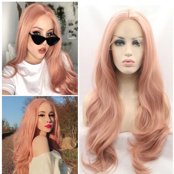 PINK LONG CURLY LACE WIG KF82142