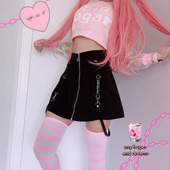 High waist strap A-line skirt KF90057