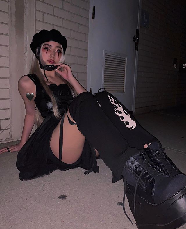 Punk black socks set KF9598