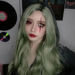Green long roll wig KF9620