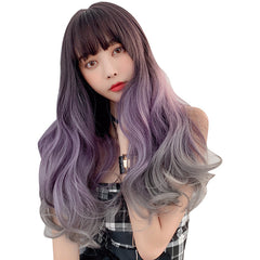 Big wavy gradient color long curly hair wig KF7610