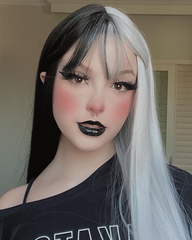 Black and white gradient wig KF35024