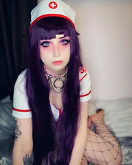 Purple long straight wig KF81266