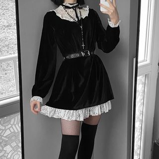 Lace black dress KF81628