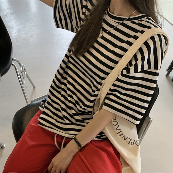 Vintage Striped Short Sleeves  KF30270