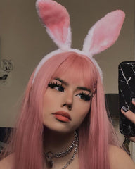 Pink long straight wig KF20152