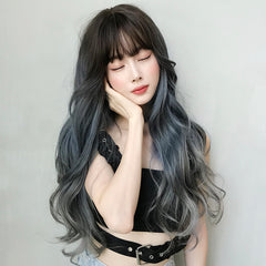 Gradient fog blue gray wig KF9251