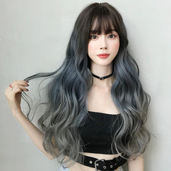 Gradient fog blue gray wig KF9251