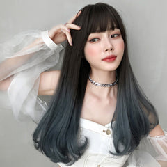 Gradient haze blue long wig  KF90539