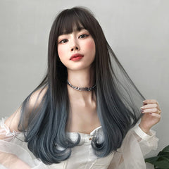 Gradient haze blue long wig  KF90539
