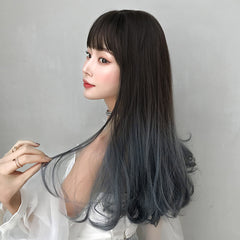 Gradient haze blue long wig  KF90539