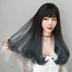 Gradient haze blue long wig  KF90539