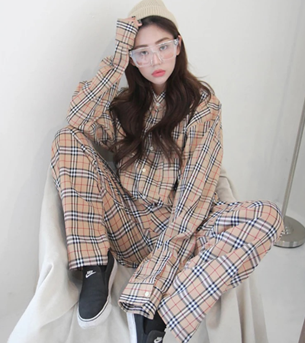 Retro soft sister plaid shirt KF2023