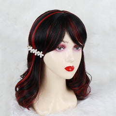 Black mid-part mixed color wig KF828792