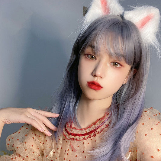 Purple long straight wig KF81921