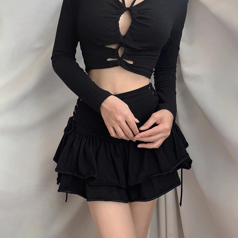 black high waist short skirt  KF82853