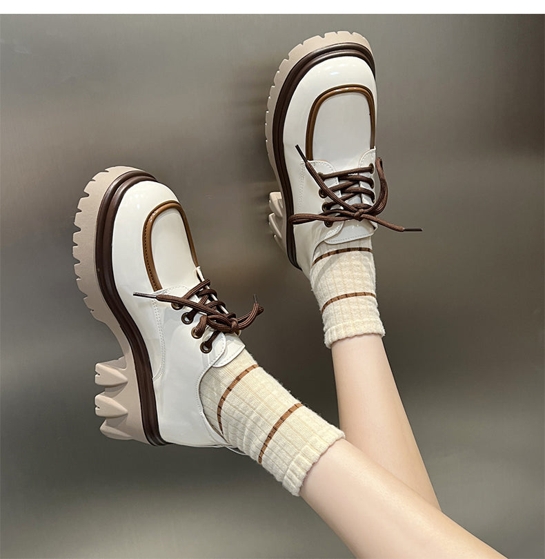 vintage lace-up all-match shoes  KF83117