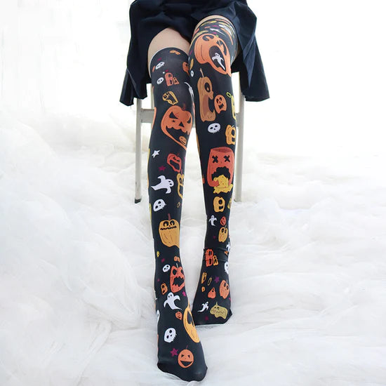 HALLOWEEN ANIME PRINT OVER THE KNEE SOCKS KF1007