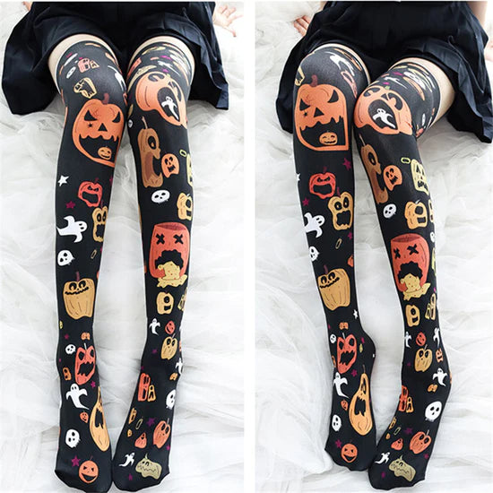 HALLOWEEN ANIME PRINT OVER THE KNEE SOCKS KF1007