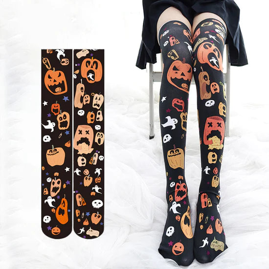 HALLOWEEN ANIME PRINT OVER THE KNEE SOCKS KF1007