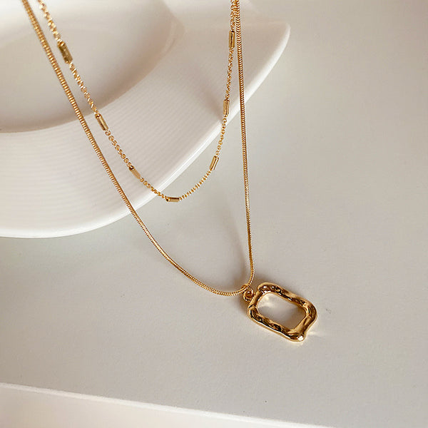 Vintage double gold necklace KF82066