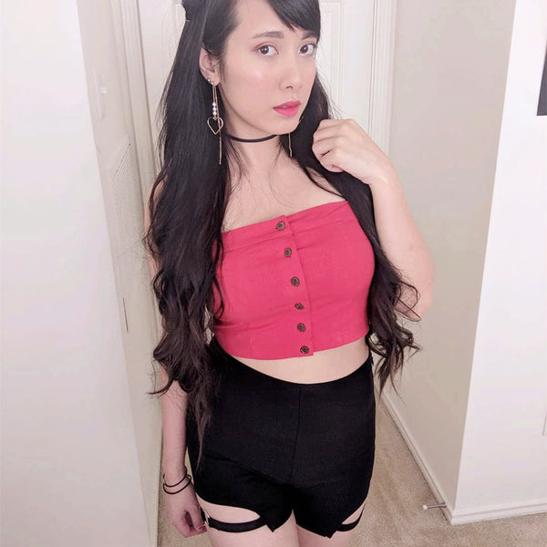 Leg loop high waist shorts KF50130