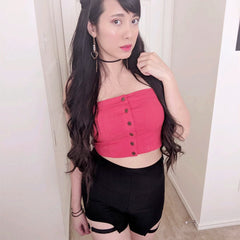 Leg loop high waist shorts KF50130